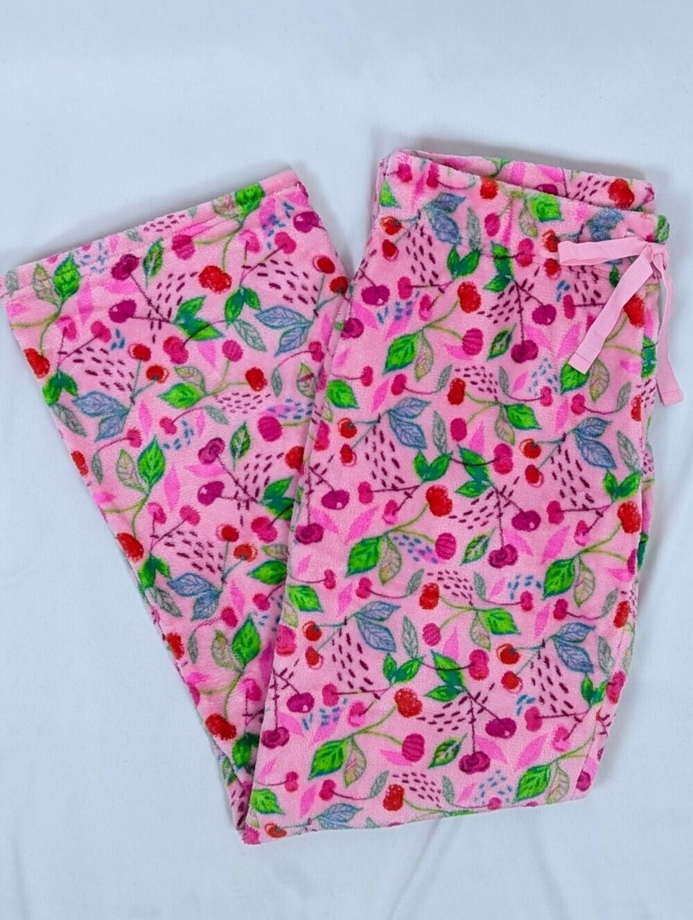 Berkshire Daydream Etta Vee Fleece Lounge Pant Cherries Print Vibrant Pink M NWT